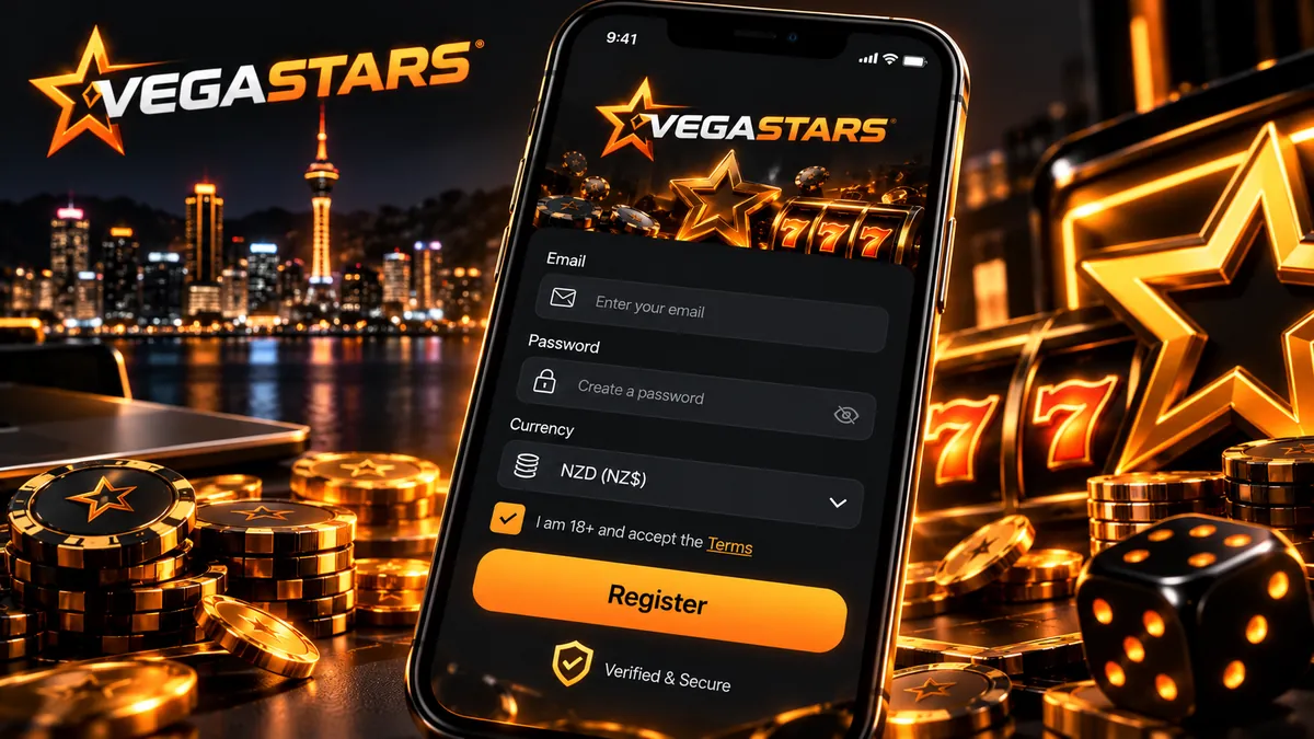 Opening a Vegastars account from New Zealand: sign-up form, NZD wallet and ID verification